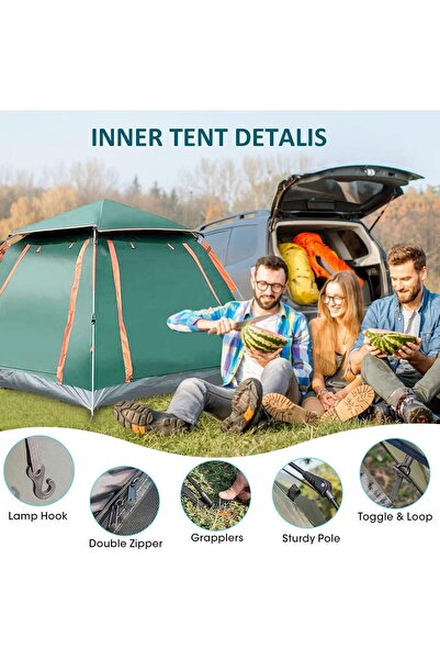 TDOO خيمة تخييم خفيفة الوزن قابلة للفتح الفوري تتسع من 3 إلى 4 أشخاص