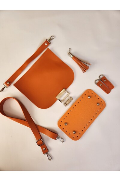 FERİHA HOBİ AKSESUAR طقم حقائب جلدية محبوكة بتفاصيل فضية 6 قطع