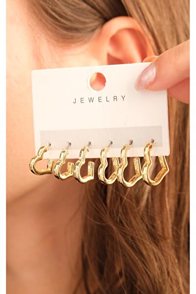 Jack Ferrero Kadın Çoklu Altın Kaplama Küpe Seti