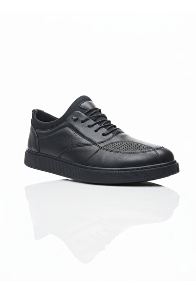 Elit ATC 1302 Μαύρα Γνήσιο Δερμάτινο Ορθοπεδικό Σόλα Άνετα Εποχιακά Ανδρικά Παπούτσια