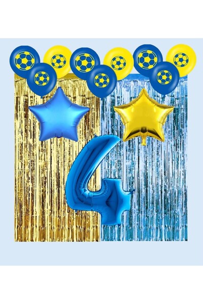 İSTOÇ PARTİ مجموعة حفلات أعياد الميلاد باللون الأصفر والأزرق الداكن لعمر 4 سنوات