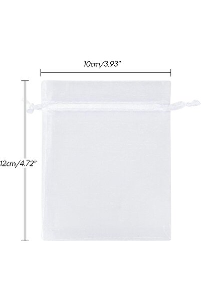 OEM Set de 100 pungi din organza, 10x12 cm, albe