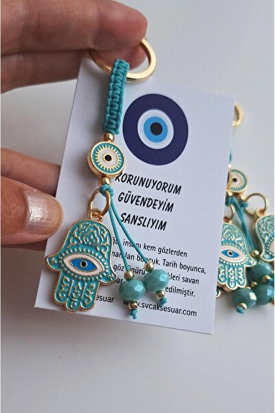 Svc Aksesuar Gift Fatma Ana Eli&Hamse Keychain - Turquoise