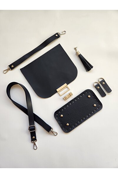 FERİHA HOBİ AKSESUAR طقم حقائب جلدية محبوكة بتفاصيل فضية 6 قطع