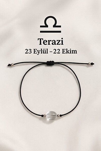 Femenino Terazi Burcu Gerçek Doğal Kristal Kuvars Taşlı Şans Bilekliği - Özel...