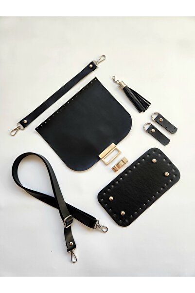 FERİHA HOBİ AKSESUAR طقم حقائب جلدية محبوكة بتفاصيل فضية 6 قطع