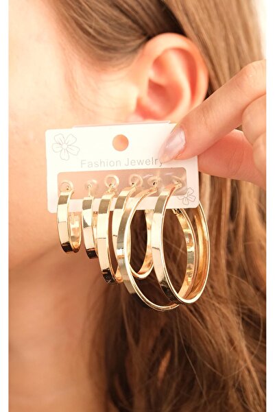 Jack Ferrero Kadın Çoklu Altın Kaplama Küpe Seti