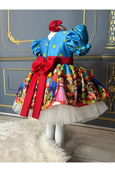 Star Kids Girls' Short Super Mario Dress,Girls' Party Dress