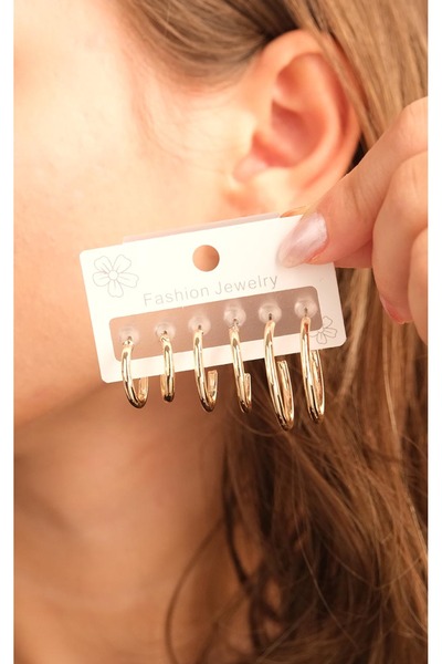 Jack Ferrero Kadın Çoklu Altın Kaplama Küpe Seti