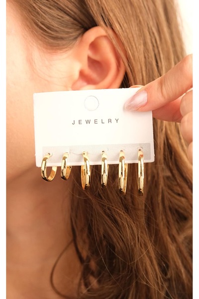 Jack Ferrero Kadın Çoklu Altın Kaplama Küpe Seti