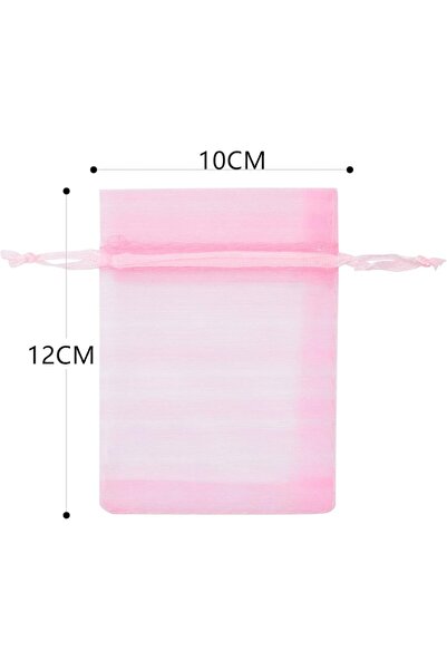 OEM Set de 100 pungi din organza, 10x12 cm, roz