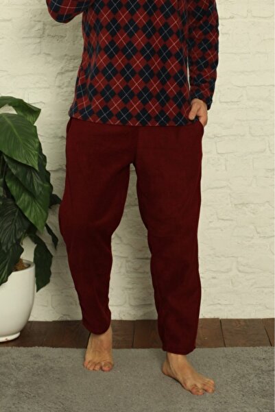 embody Men's pyjamas, soft and warm soft polar fleece, checked blouse, trousers with side pockets
