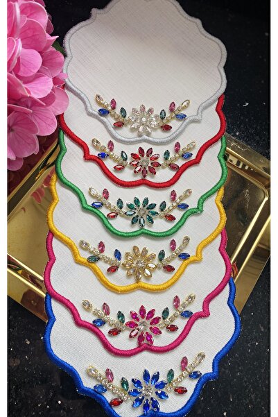 ELÇİÇEK HOME Presentation Napkin, Cocktail Napkin, Luxury Stone Coffee Side Presentation Napkin 6 Pieces