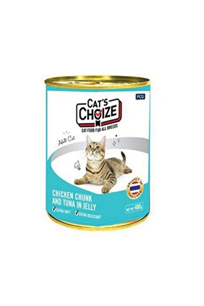 Cat's Choize طعام القطط المعلب بقطع الدجاج والتونة في الجيلي - 400 غرام - عبو...