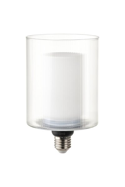 IKEA LED Bulb E27 150 Lumen, Cylinder Glass/Striped, 110mm