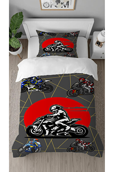 GREENDECOR Motorcycle Engine Patterned Digital Printed Special Design Single ...