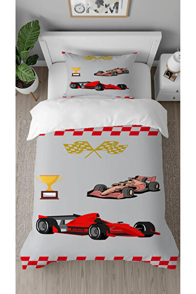 GREENDECOR Car Racing Patterned Digital Printed Special Design Single Childre...