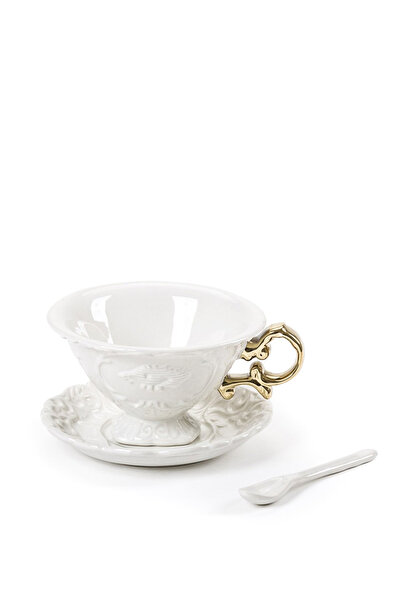 SELETTI i-Wares Gold Porselen Beyaz Çay Fincanı