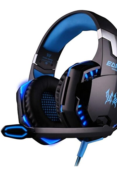 007 سماعة الألعاب G2000، أسود + أزرق، سلكية، فوق الأذن