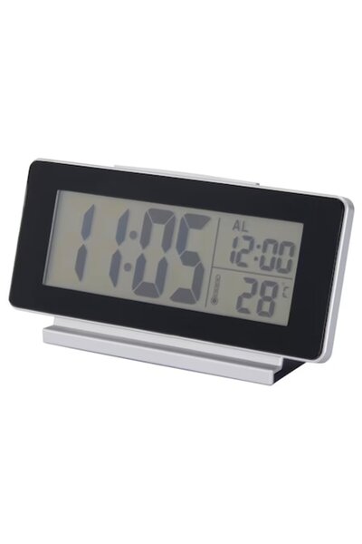 OEM Clock with thermometer and alarm, 16.5x9 cm, black