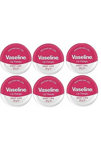 Vaseline 6 × جيلي بترولي لعلاج الشفاه، شفاه وردية، عبوة من 6 قطع، 20 جم