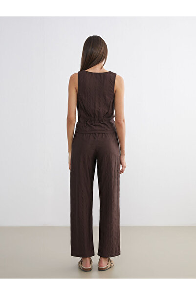 LC Waikiki Brown V-Neck Satin Women's Pajama Set