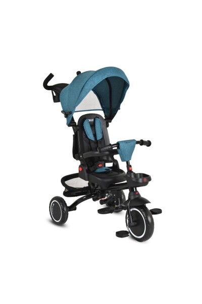 byox Tricicletă pliabilă cu mâner Cruz Albastru 12-72 luni – scaun rotativ la 360°, control parental