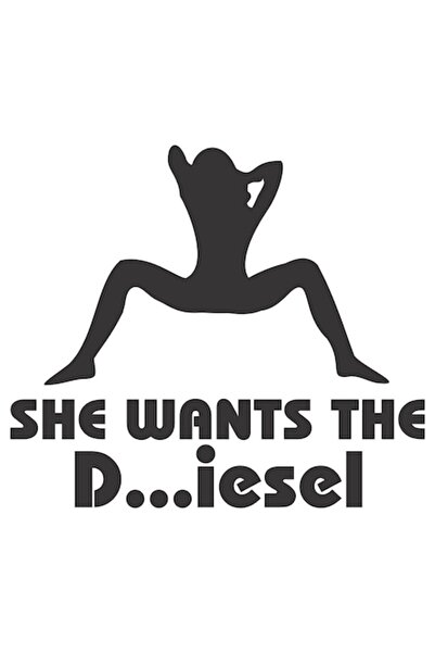 OEM Sticker autoadeziv clapeta rezervor, model "She Wants Diesel" 120x105 mm
