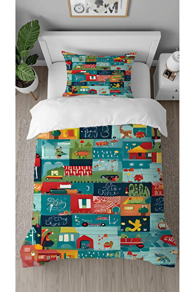 GREENDECOR Car City Pattern Printed Special Design Single Children's Duvet Co...