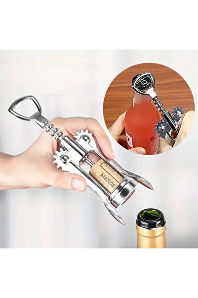 MyBru Professional Krom Tirbuşon Metal Tirbüşon Şarap Şişe Açacağı Türbişon Tirbişon