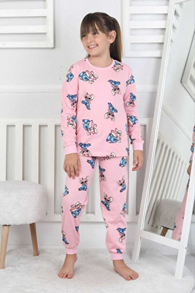 Yağmur Giyim Set de pijamale pentru copii ISOB Pantalon roz cu model Stittcch 100% bumbac interlock 3-13 ani 51231-51423