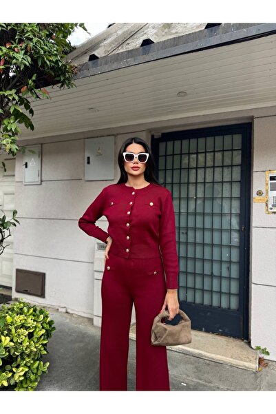 Füme Triko gold düğmeli takım