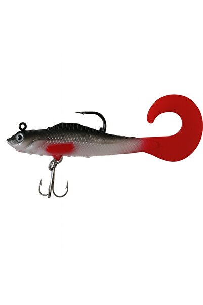 Oskar Silikonlu Lure Balık – Kırmızı (Çift İğneli, Kuyruklu Yapay Yem)