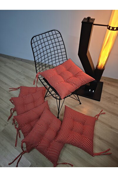 FELIX HOME Pofidik puantiyeli kırmızı sandalye minderi