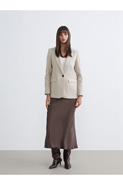 LC Waikiki Beige Women's Cashmere Blazer Jacket