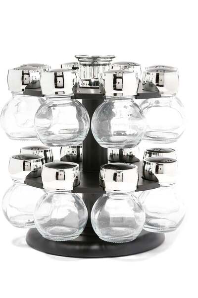 Generic 16-Piece Spice Rack Set Black/Clear/Silver (standard)