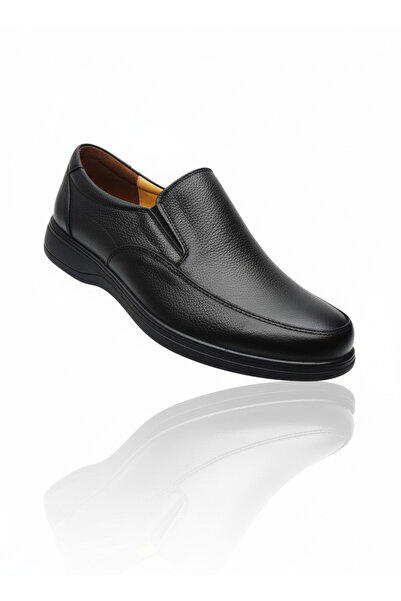 Elit Haffaf 1311 Black Genuine Leather Orthopedic Sole Comfortable Seasonal Men's Shoes