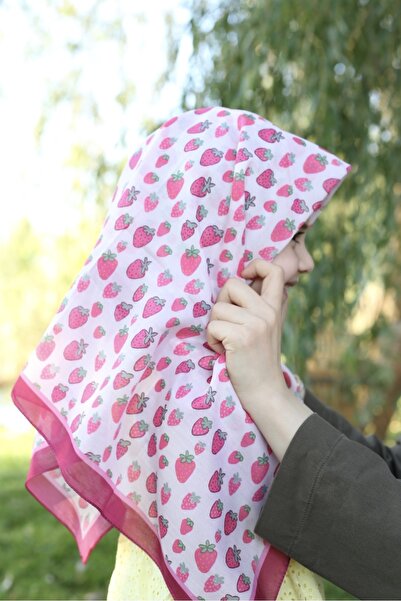 Goldhouse Kids Sulu Boya Çilek Desen Çocuk Eşarp