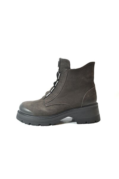 Beety 3010 Γνήσιες γυναικείες μπότες από δέρμα Nubuck με χοντρή σόλα casual