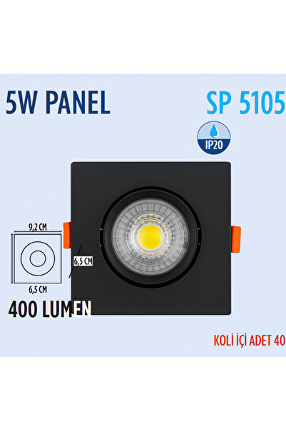 Lampist 5W PC, SİYAH KARE KASA MERCEKLİ COB DOWNLIGHT 3000K