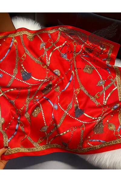 Cerenimo Shop Colorful Patterned Satin Shawl-Foulard (70X70 cm)