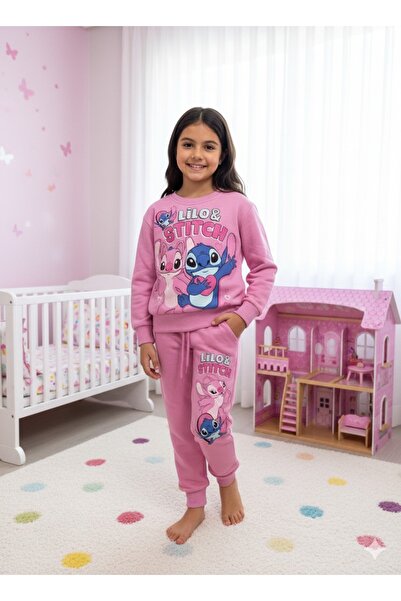 Yağmur Giyim PJK3İ طقم رياضي بناتي من القطن مبطن بالصوف 100 بنمط ستيتش 3-10 س...