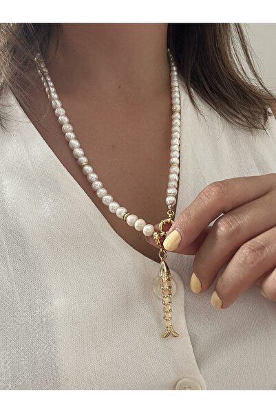 B Design jewelry Ocean Fish Charm İnci Kolye