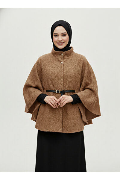 BENAHOLL سارينا 2 بونشو بوكيت ذو أزرار ذهبية - FS7555 بني فاتح