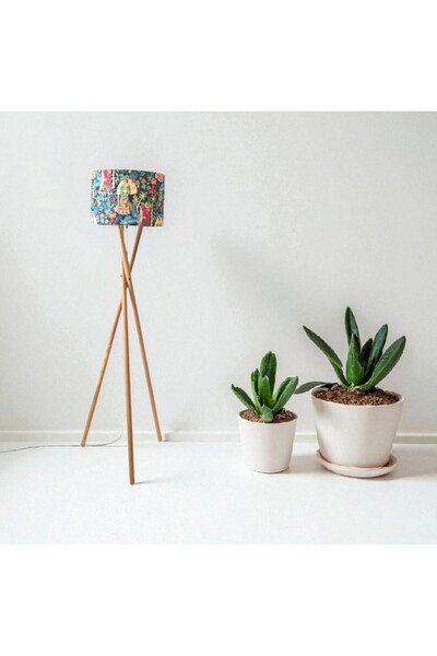 YULAMP HOME CONCEPT BOHEM TRİPOD AHŞAP AYAKLI DESENLİ BAŞLIK LAMBADER