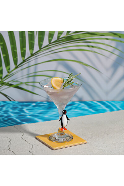 ADAMODART Penguin Glass Design Martini Cocktail Glass Set of 2