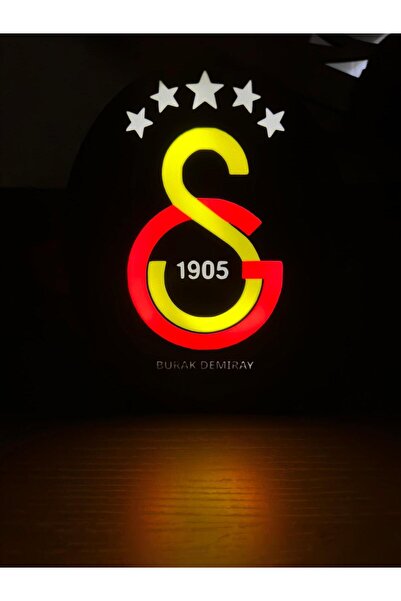 3D ZeTa Prints Galatasaray Logolu İsime Özel Gece Lambası Işık Kutusu