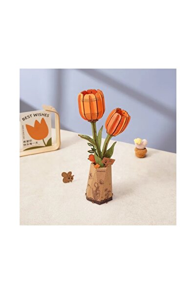 ROWOOD 3D Puzzle Orange Tulip, Wood, ROWOOD, 124 pieces