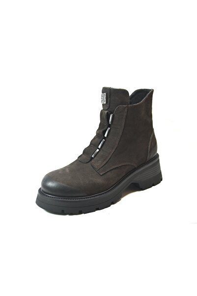 Beety 3010 Γνήσιες γυναικείες μπότες από δέρμα Nubuck με χοντρή σόλα casual