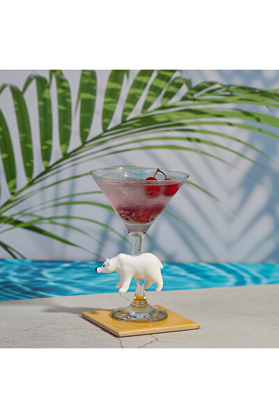 ADAMODART Polar Bear Glass Design Martini Cocktail Glass Set of 2